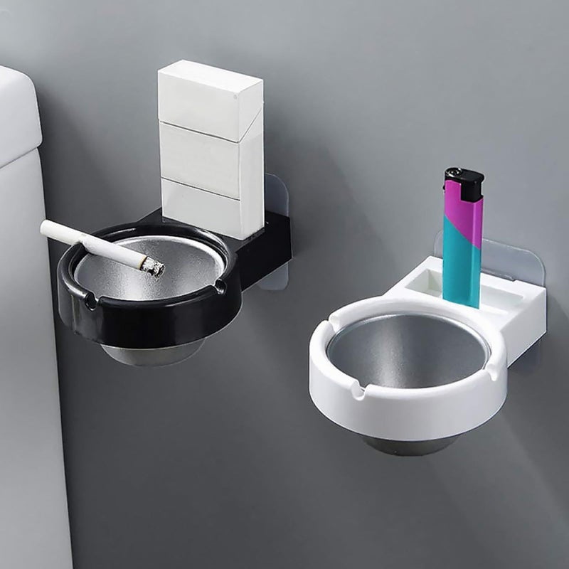 Black White Wall Mounted Ashtrays 2pcs Waterproof Cigarette Butt For Bathroom - Image 5
