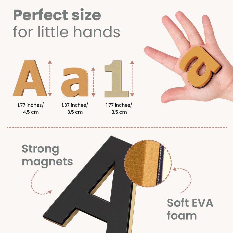 GALE TOTS Magnetic Letters and Numbers Set for Kids â€“ 135 PCS Alphabet Magnets for Fridge â€“ Montessori ABC Educational Toy Gift in Neutral Aesthetic Colors by GALE TOTS - Image 3