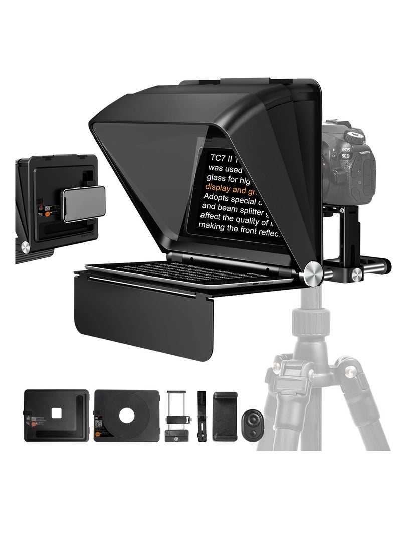 لينسجو - LENSGO Teleprompter 7.9'' for iPhone Smartphone DSLR/SLR Cameras with Remote Control APP Compatible with iOS/Android for YouTube/Interview/Online Teaching/Live Streaming (TC7II for Camera/Phone) - Image 1