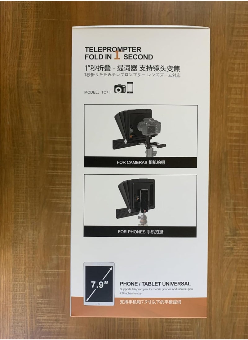 لينسجو - LENSGO Teleprompter 7.9'' for iPhone Smartphone DSLR/SLR Cameras with Remote Control APP Compatible with iOS/Android for YouTube/Interview/Online Teaching/Live Streaming (TC7II for Camera/Phone) - Image 1