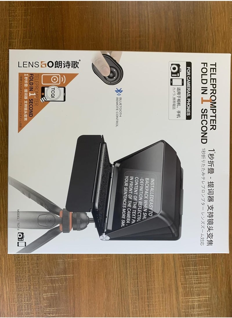 لينسجو - LENSGO Teleprompter 7.9'' for iPhone Smartphone DSLR/SLR Cameras with Remote Control APP Compatible with iOS/Android for YouTube/Interview/Online Teaching/Live Streaming (TC7II for Camera/Phone) - Image 1