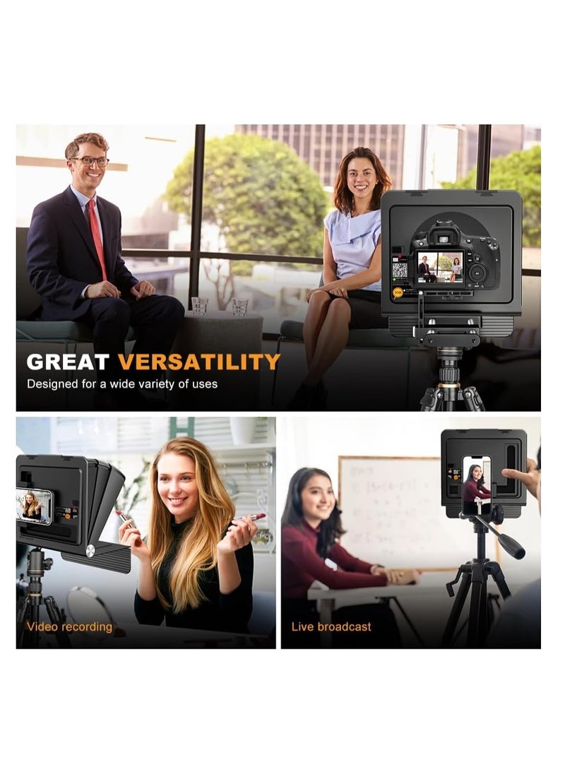 لينسجو - LENSGO Teleprompter 7.9'' for iPhone Smartphone DSLR/SLR Cameras with Remote Control APP Compatible with iOS/Android for YouTube/Interview/Online Teaching/Live Streaming (TC7II for Camera/Phone) - Image 1
