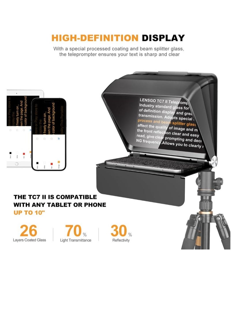 لينسجو - LENSGO Teleprompter 7.9'' for iPhone Smartphone DSLR/SLR Cameras with Remote Control APP Compatible with iOS/Android for YouTube/Interview/Online Teaching/Live Streaming (TC7II for Camera/Phone) - Image 1
