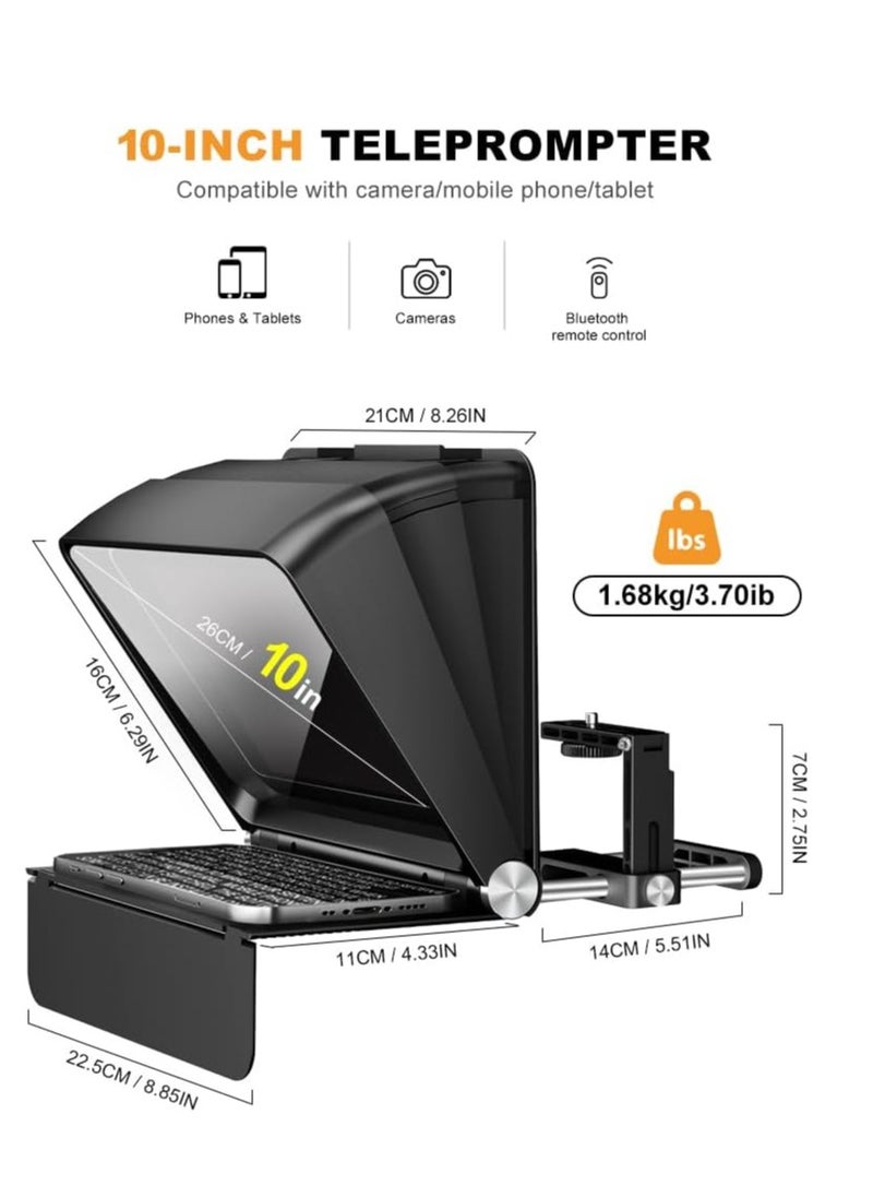 لينسجو - LENSGO Teleprompter 7.9'' for iPhone Smartphone DSLR/SLR Cameras with Remote Control APP Compatible with iOS/Android for YouTube/Interview/Online Teaching/Live Streaming (TC7II for Camera/Phone) - Image 1