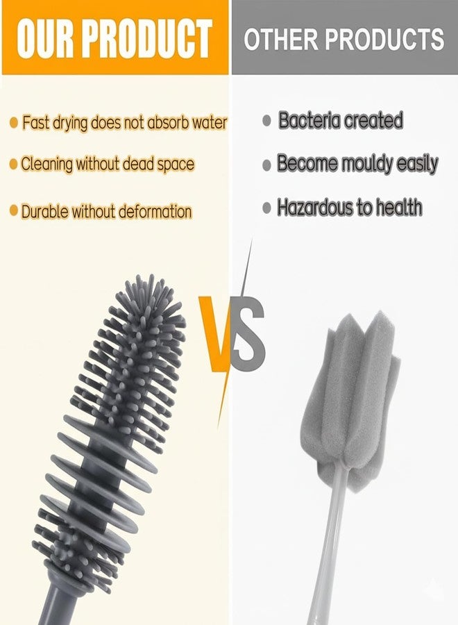 XML Bottle Cleaning Brush Silicone Long Handle for Baby Water Bottle, Containers, Vase and Glass Cleaner for Home and Kitchen Accessories Item Products (2-BOTTLEBRUSH+2GAPBRUSH+Cleaning-Gloves) - Image 3