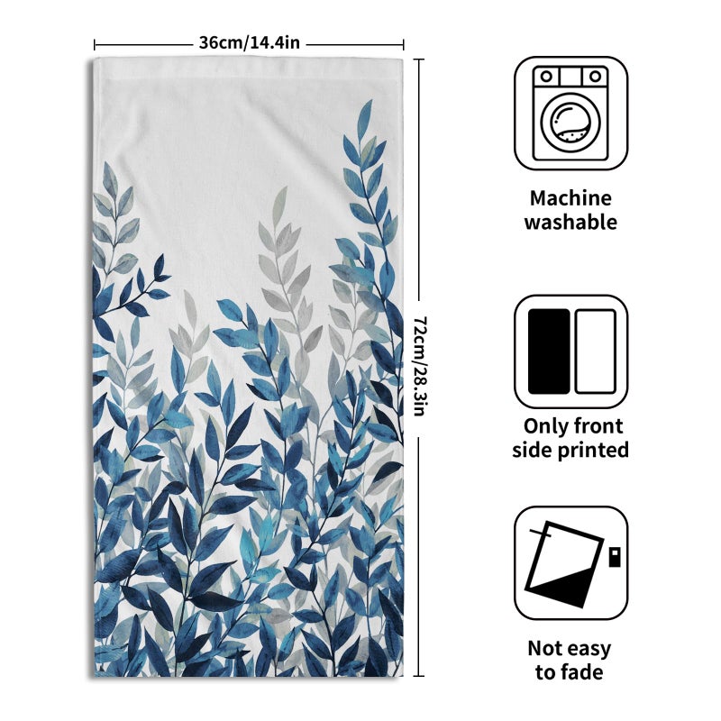 Granbey Blue Eucalyptus Hand Towels Set of 2 Spring Floral Watercolor Leaves Kitchen Towel Botanical Plant Blue White Leaves Decorative Super Soft Face Towels for Bathroom Home Hotel Gym - Image 2