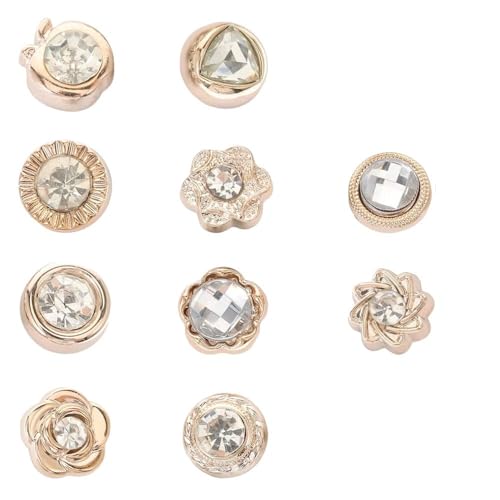 SEMITO Women Shirt Brooch Styles Button Pins, cleavage cover up Button Pins for Women and Men Mini Safety Jean Brooch Pins Enamel Lapel for Shirt Jean Coat Dress Clothes Decoration, Blezzer fancy (Diamond (10pc)) - Image 1