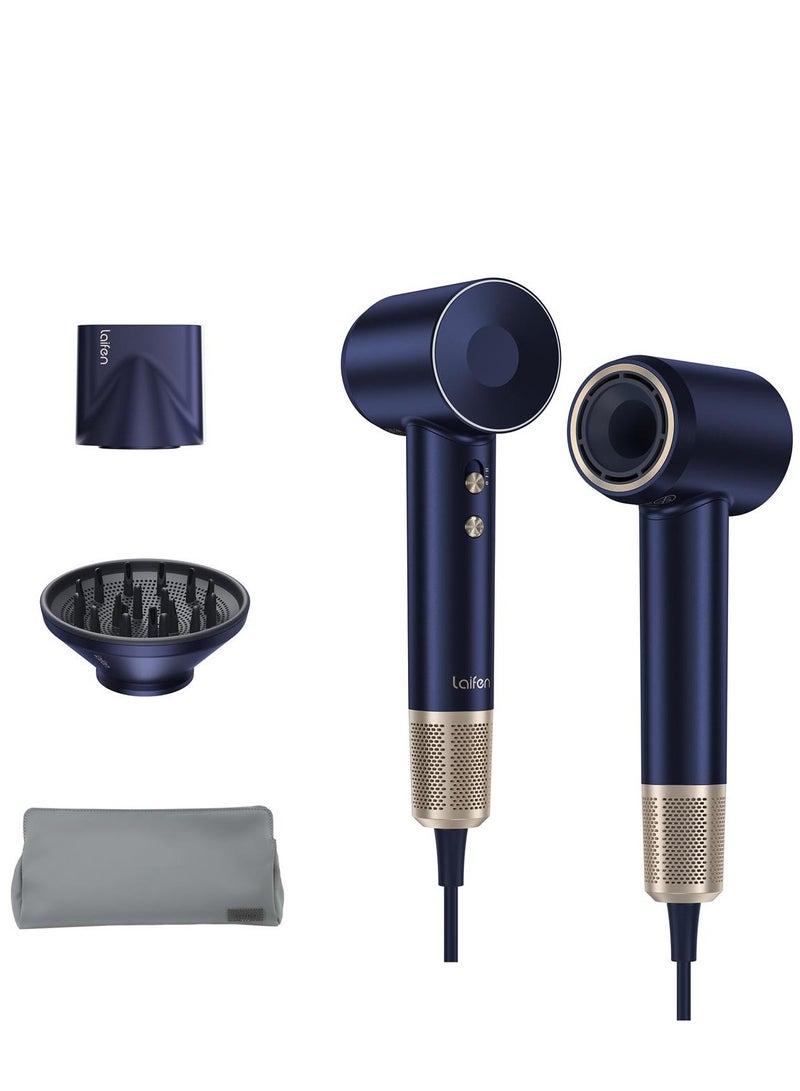 لايفن سويفت بريميوم مجفف الشعر الايوني الفاخر- أزرق ذهبي | الأول عالميًا في سرعة عالية، ٢٠٠ مليون أيونات، ١١٠,٠٠٠ دورة في الدقيقة، تجفيف سريع، منخفض الضوضاء، فوهتان مغناطيسيتان، وحقيبة سفر مقاومة للماء - Image 1
