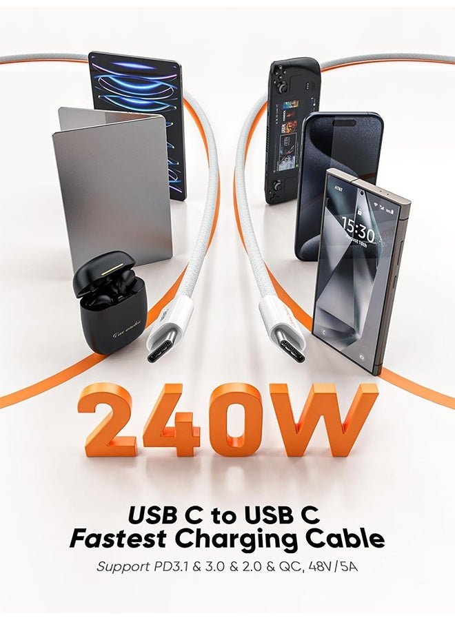 Univer Tang USB C to C Super Fast Charging Cable 240W 6.6ft, iPhone 17 16 15 Pro Max Braided Charger Cord, Type C  Cable for Samsung S25 S24 S23 S22+, MacBook 16'', iPad 12.9'', Compatible 140W/100W/60W - Image 3