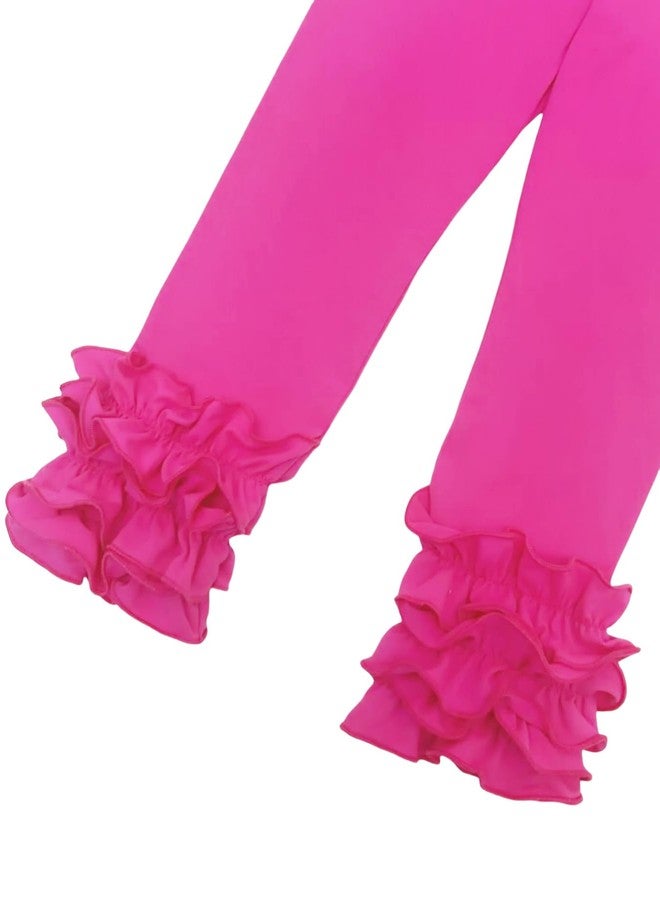 Bow Dream Baby Toddler and Little Girls Ruffle Leggings 90 Hot Pink - Image 3