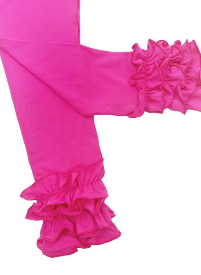 Bow Dream Baby Toddler and Little Girls Ruffle Leggings 90 Hot Pink - Image 2