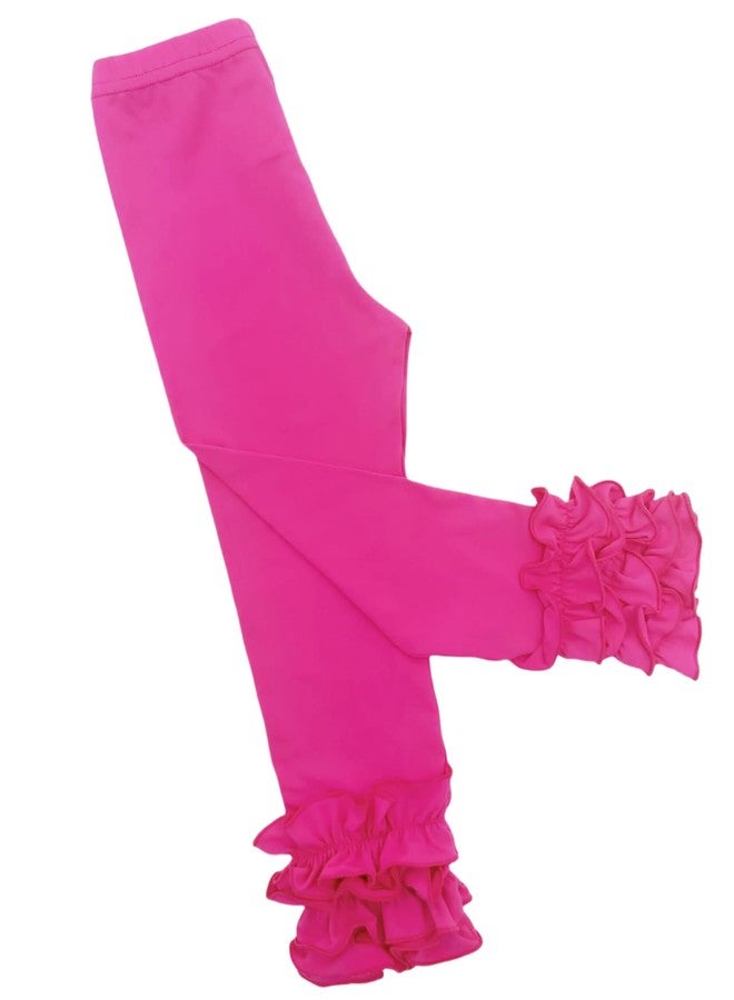 Bow Dream Baby Toddler and Little Girls Ruffle Leggings 90 Hot Pink - Image 1