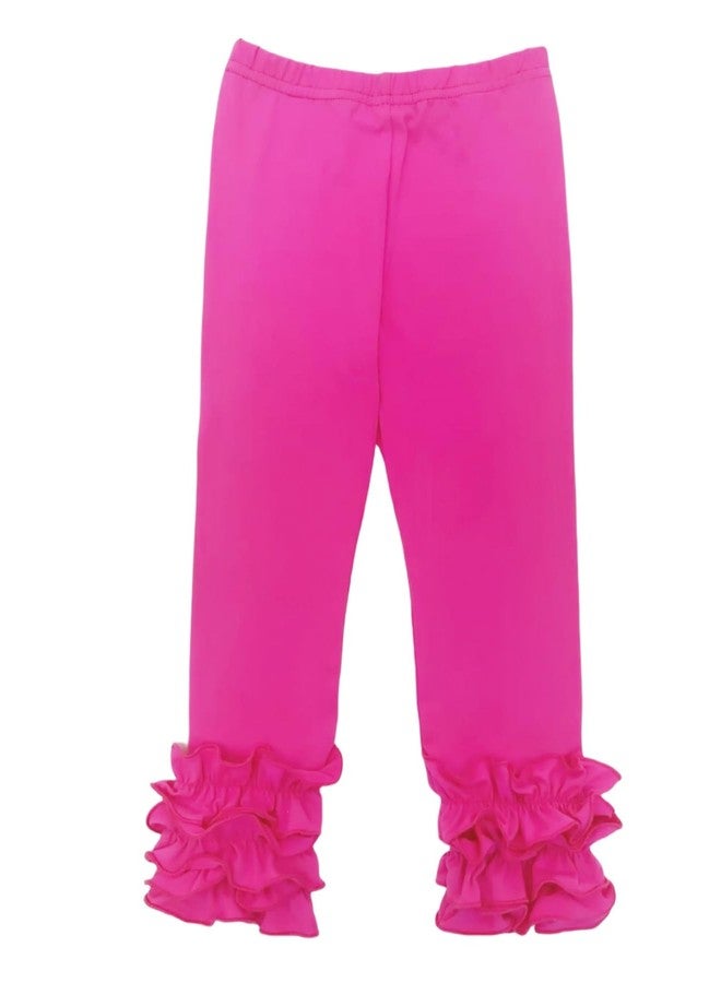 Bow Dream Baby Toddler and Little Girls Ruffle Leggings 90 Hot Pink - Image 5