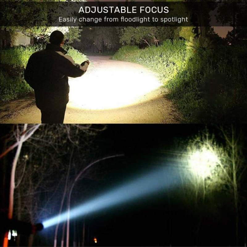 Rechargeable Tactical Flashlight: 2-Pack Black High Lumen Zoomable Pocket Flashlight - Water-Resistant 4 Light Modes 18650 Battery for Hiking Camping Emergency Use - Image 5