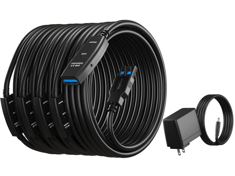 MutecPower 100 Feet Active USB Extension Cable 3.0 Male to Female with 3 Extension chipsets Signal Booster - Repeater Cord 30 Meters / 100 Feet (AC Power Supply Included) - Image 2