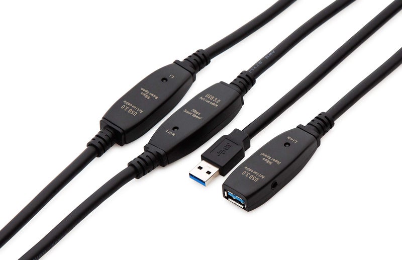 MutecPower 100 Feet Active USB Extension Cable 3.0 Male to Female with 3 Extension chipsets Signal Booster - Repeater Cord 30 Meters / 100 Feet (AC Power Supply Included) - Image 3