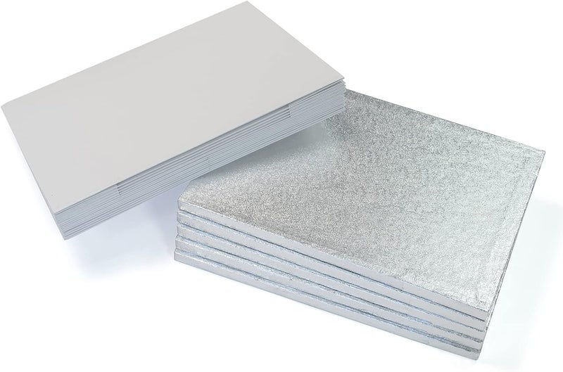 Culpitt 12'' X 9'' Cake Board & White Cake Box Combo | 5 Pack | Oblong Silver Fern Cake Drum With Matching Box, 0.5'' (13mm) Thick, Rectangular Cake Transport Set, 304 X 228mm - Pack Of 5 - Image 3