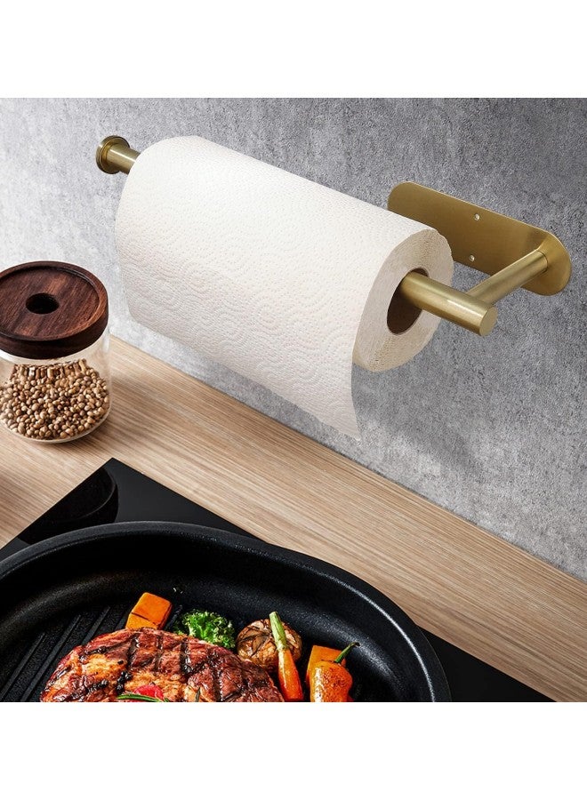 WAOKN Paper Towel Holders for Kitchen,Paper Towels Self Adhesive Under Cabinet No Drilling,Paper Towel Holder, Paper Towel Rolls - Kitchen, Loose Paper Towels - Self-adhesive Under Cabinet, Adhesive and Screw-on, Stainless Steel, Stainless Steel Paper Towel Bar for Bathroom Kitchen Tissue Roll (Gold) - Image 3