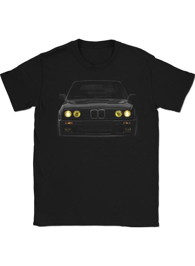 تي شيرت مصابيح بيمر E30 صفراء 100% قطن (M، أسود) - Image 1