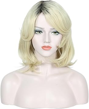 Linfairy Short Blonde Ombre Halloween Costume Cosplay Wig for Women - Image 1