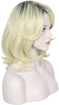 Linfairy Short Blonde Ombre Halloween Costume Cosplay Wig for Women - Image 4