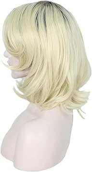 Linfairy Short Blonde Ombre Halloween Costume Cosplay Wig for Women - Image 3