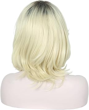 Linfairy Short Blonde Ombre Halloween Costume Cosplay Wig for Women - Image 5