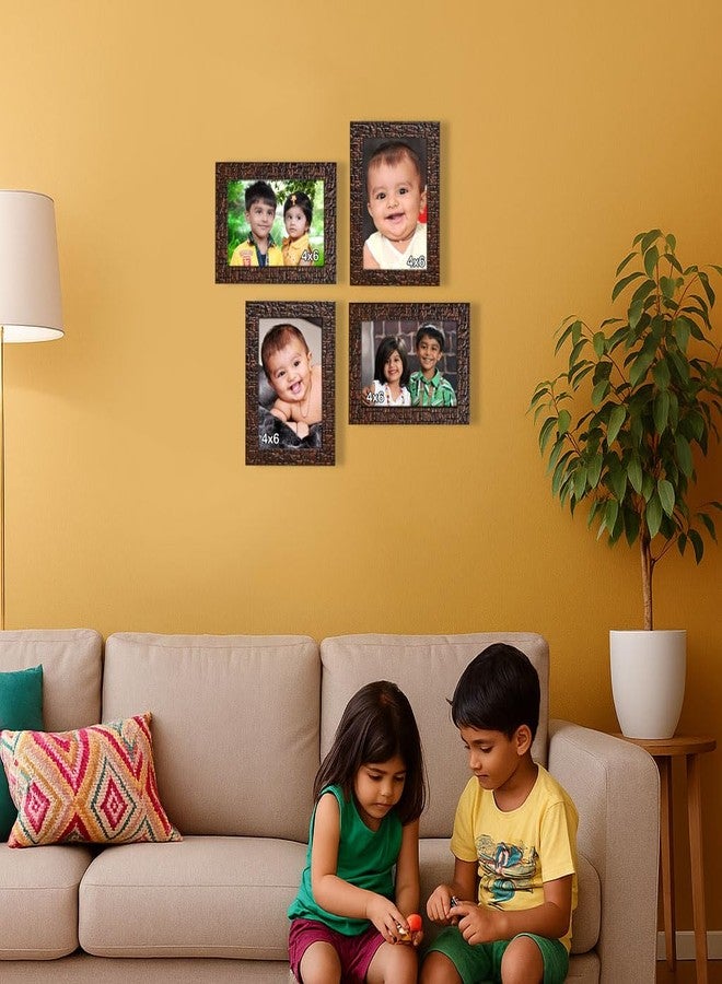 AJANTA ROYAL Set of 4 Wall Mount Photo Frames | 4x6 Inch Individual Frames | Synthetic Wood Finish | Home & Office Wall Décor, Ready to Use (4-4x6 Inch) : A-26 (Metallic Brown) - Image 3