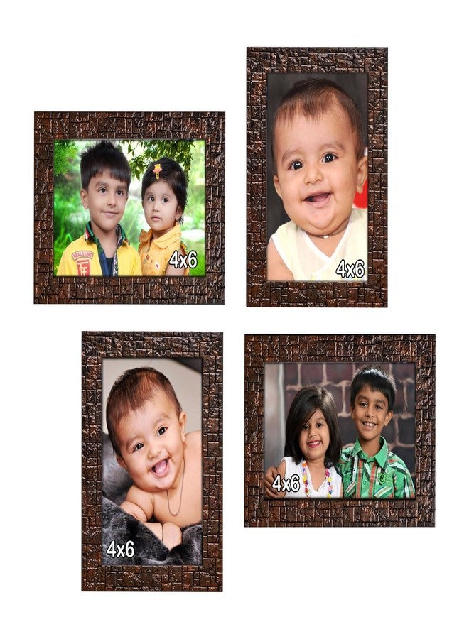 AJANTA ROYAL Set of 4 Wall Mount Photo Frames | 4x6 Inch Individual Frames | Synthetic Wood Finish | Home & Office Wall Décor, Ready to Use (4-4x6 Inch) : A-26 (Metallic Brown) - Image 1