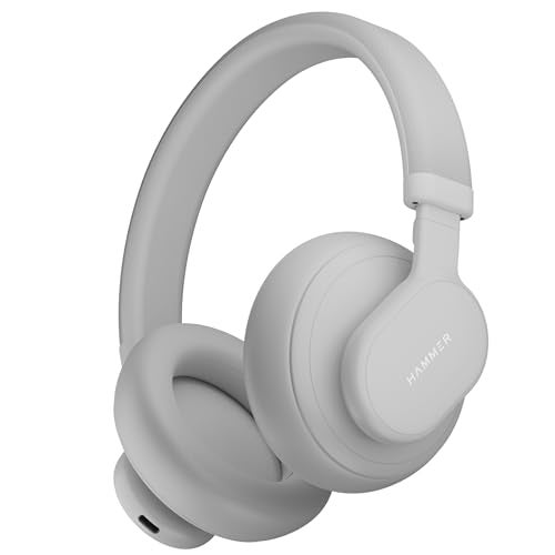 HAMMER Bash Max Over The Ear Wireless Bluetooth Headphones with Mic, Touch Control, Deep Bass, Upto 40 Hours Playtime, Bluetooth 5.3, Workout/Travel (Cool Grey) - Image 1