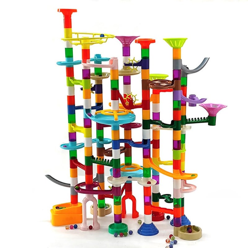 dspitwod Marble Run  200Pcs Maze Game Construction Building Toy Race Track Set with 30pcs Glow in Dark Plastic Marbles STEAM Building Toys Gift for Kids Marble run200 - Image 2