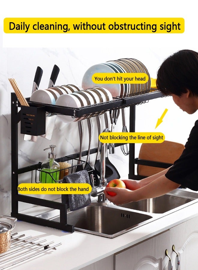 Yolu 2 Tiers Large Over The Sink Dish Drying Rack, Stainless Steel Dishes Drainer for Kitchen Counter Space Saving Storage Organizer  - Image 4