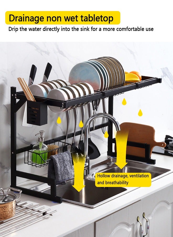 Yolu 2 Tiers Large Over The Sink Dish Drying Rack, Stainless Steel Dishes Drainer for Kitchen Counter Space Saving Storage Organizer  - Image 5