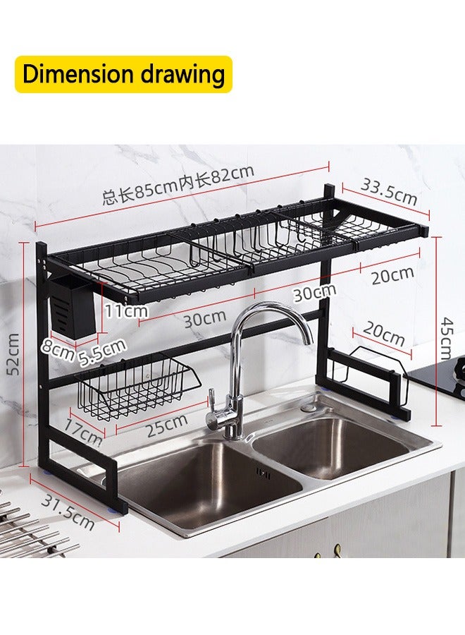 Yolu 2 Tiers Large Over The Sink Dish Drying Rack, Stainless Steel Dishes Drainer for Kitchen Counter Space Saving Storage Organizer  - Image 3