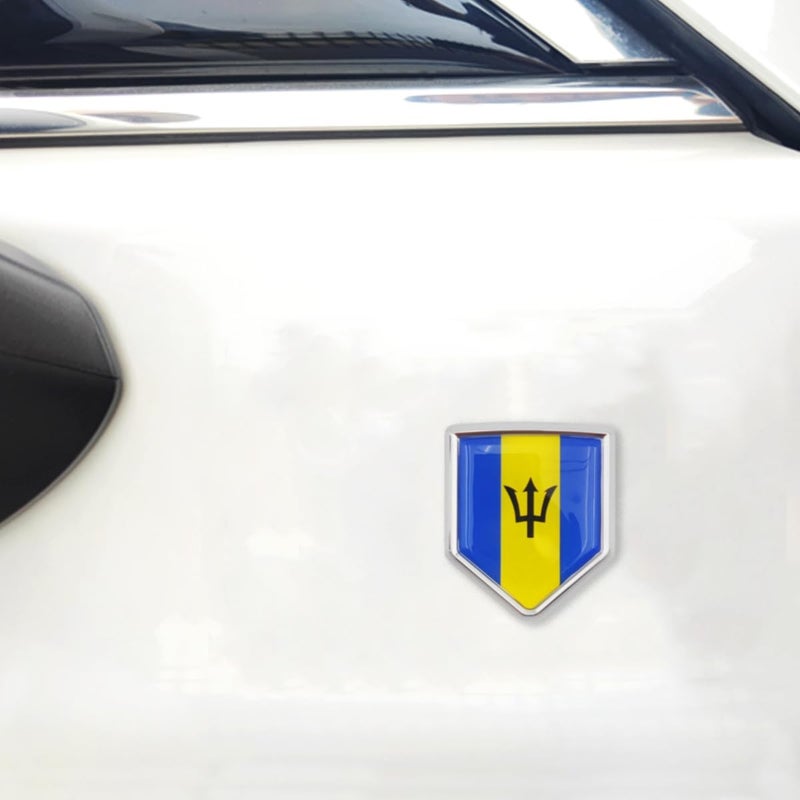 Overdecor Barbados Flag Decal Stickers Car Emblem Barbadian Car Accessories Decorations Chrome Shield Flag Sticker Decals for Cars Truck Vehicles, 2 Pack - Image 4