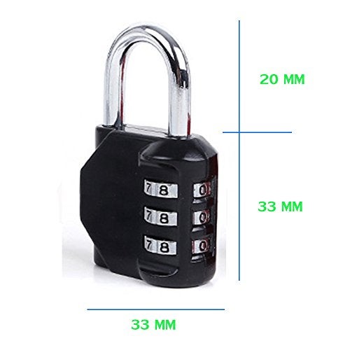 DonJon Padlock,2 Pack Combination Lock 3 Digit Padlock for Gym,Outdoor&School Locker,Fence,Hasp and Storage(Black) - Image 2