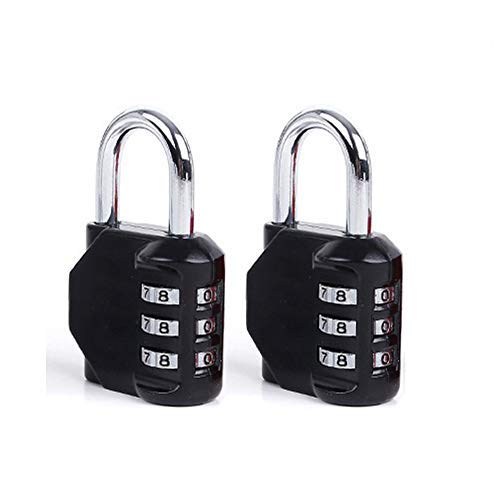 DonJon Padlock,2 Pack Combination Lock 3 Digit Padlock for Gym,Outdoor&School Locker,Fence,Hasp and Storage(Black) - Image 1