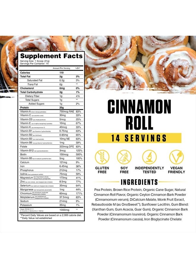 Ambrosia Planta - Premium Organic Plant-Based Protein | Vegan & Keto Friendly | Gourmet Flavors with No Bloating or Stomach Upset | Gluten & Soy Free | No Added Sugar | 14 Servings | (Cinnamon Roll) - Image 3