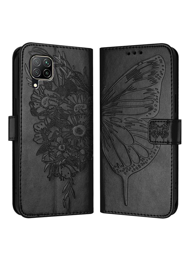 زبون جراب لهاتف Huawei P40 Lite 4G / Nova 6 SE جراب هاتف جلدي منقوش على شكل فراشة - Image 1