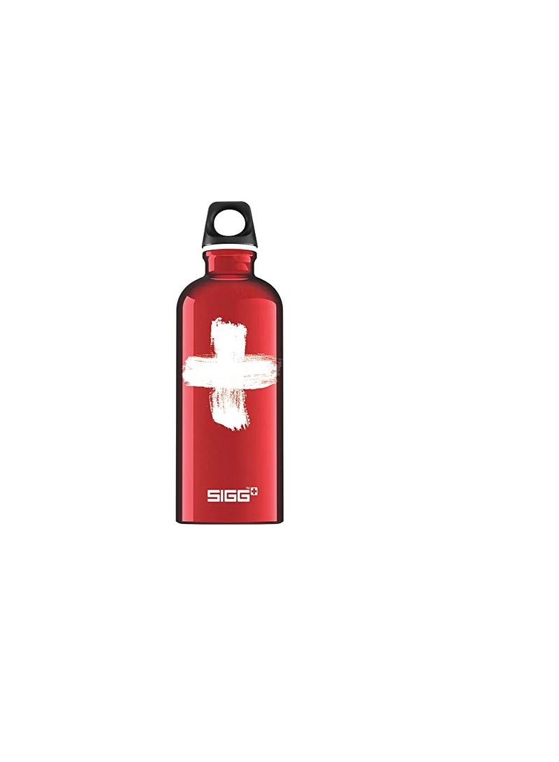 سيج زجاجة ماء سويسرية من سيغ باللون الأحمر (0.6 لتر)، خالية من الملوثات ومانعة للتسرب، زجاجة معدنية خفيفة ومتينة من الألومنيوم بغطاء مسمار" - Image 1