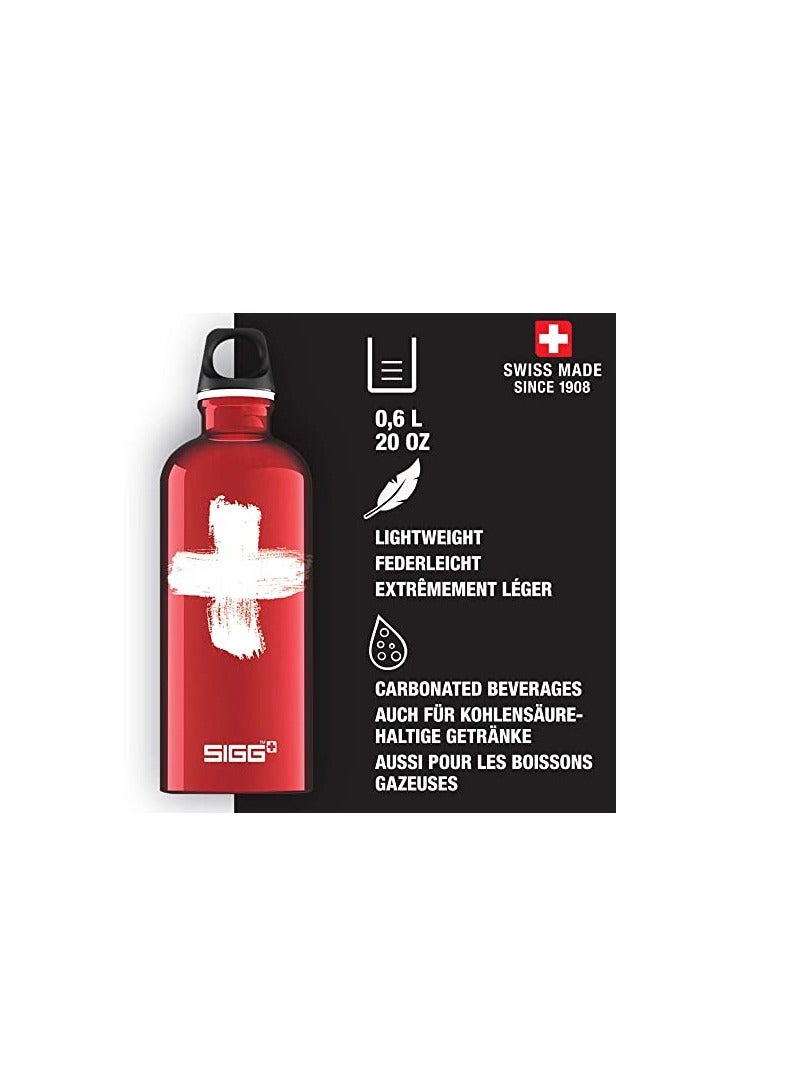 سيج زجاجة ماء سويسرية من سيغ باللون الأحمر (0.6 لتر)، خالية من الملوثات ومانعة للتسرب، زجاجة معدنية خفيفة ومتينة من الألومنيوم بغطاء مسمار" - Image 2