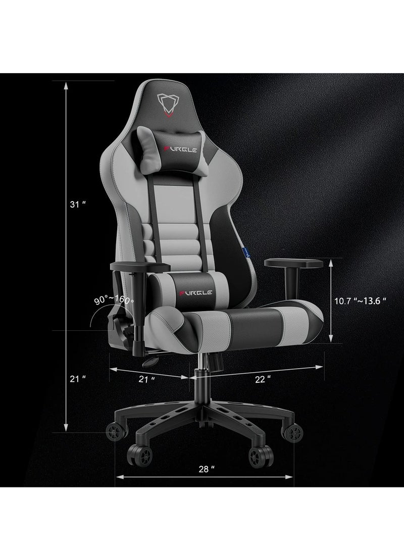 Furgle Gaming Chair – 4D Adjustable PU Leather Ergonomic Racing Chair with Tilt Backrest, Swivel Base & Head Support – Heavy Duty Gamer Seat for PC & Console - Image 4