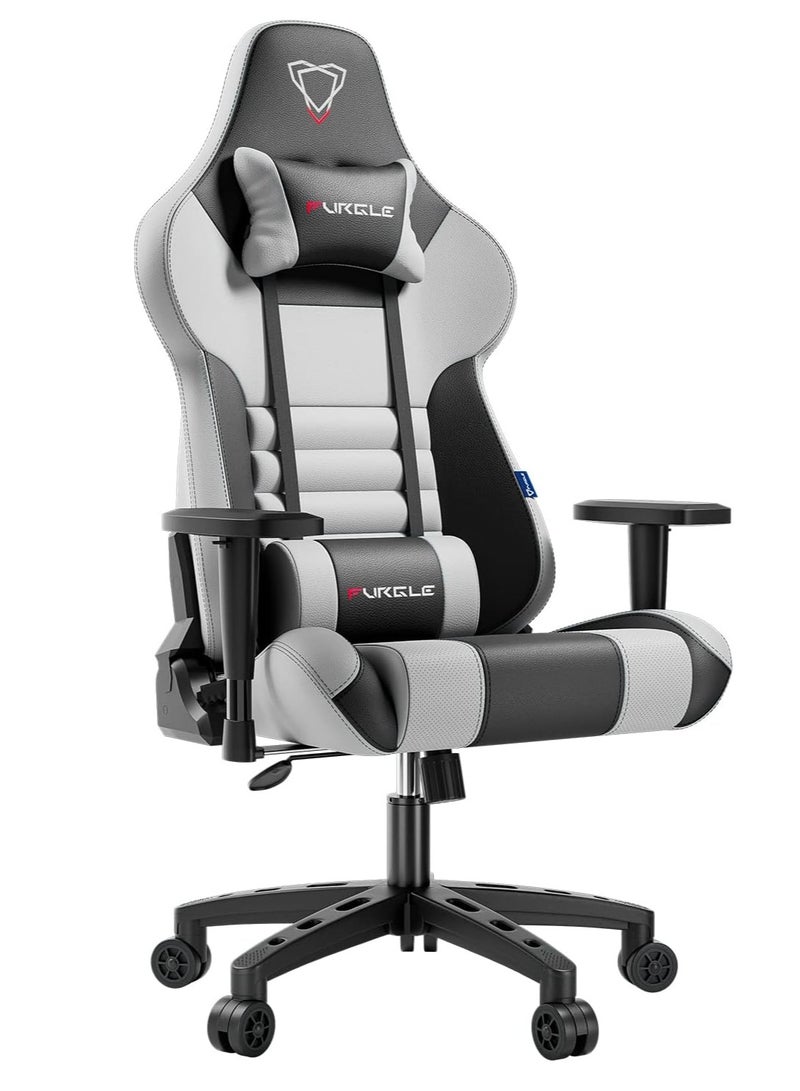Furgle Gaming Chair – 4D Adjustable PU Leather Ergonomic Racing Chair with Tilt Backrest, Swivel Base & Head Support – Heavy Duty Gamer Seat for PC & Console - Image 1