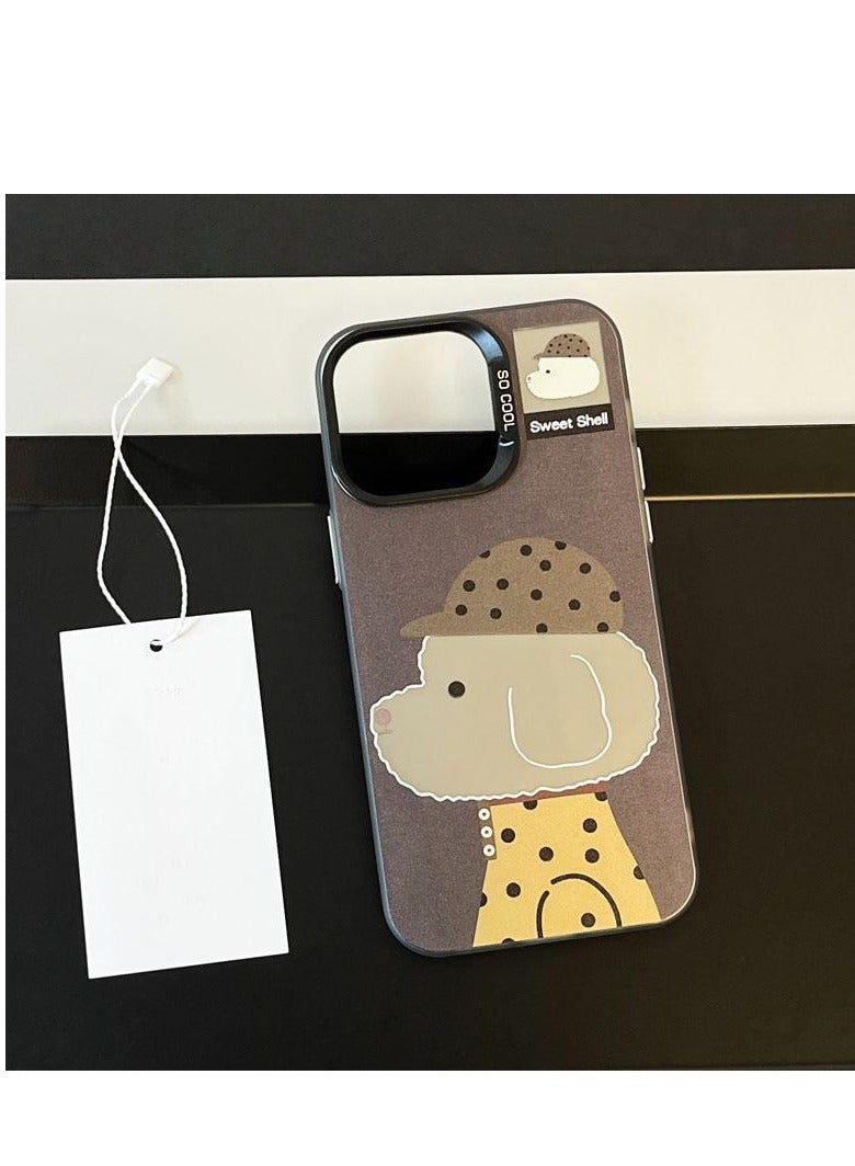 NIBEMINENT Cool Animals Protective TPU Case Cover For iPhone 16 Pro, Black Spot Fashion Puppy