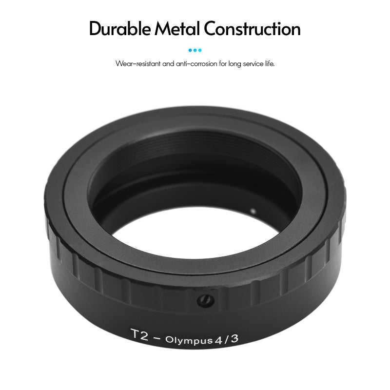 حلقة محول تركيز عدسة معدنية T/T2 - محول عدسة يستخدم كبديل لكاميرات Olympus E-1/E-3/E-10/E-20/E-30/E-300/E-330/E-400/E-410/E-420/E-450/E-500/E-510/E-520/E-600/E-620/E-100 RS ذات تركيز مايكرو 4/3 - Image 5