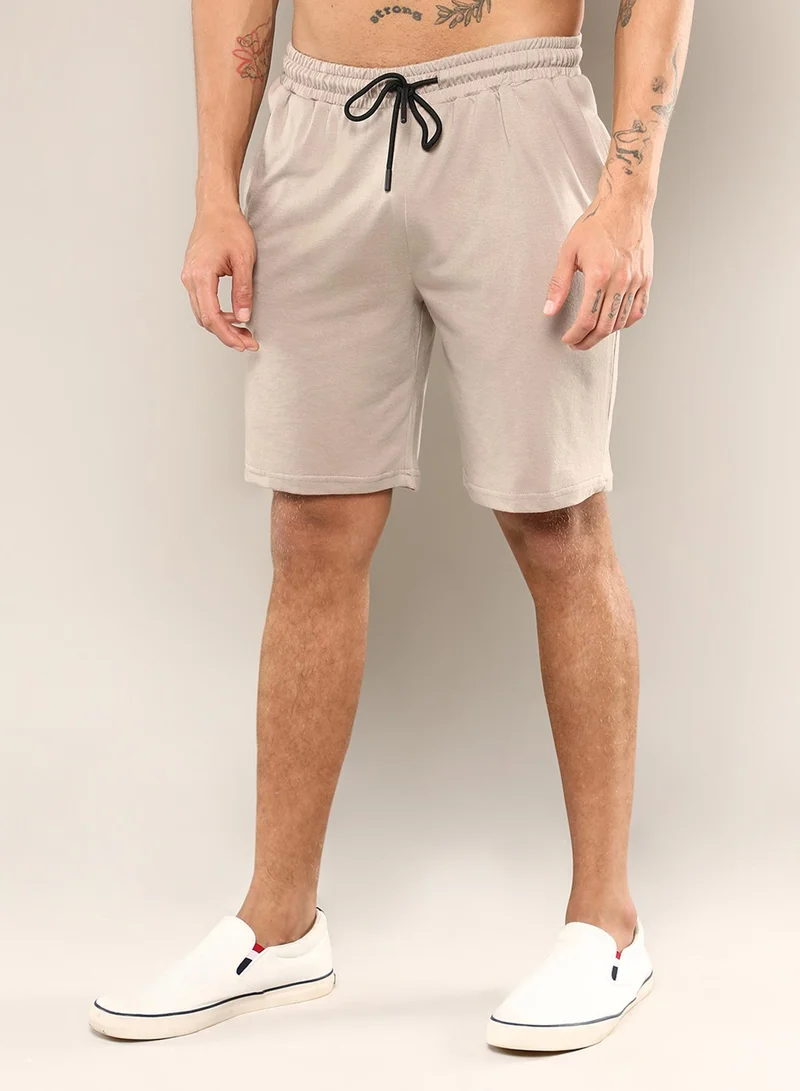 كامبوس سوترا Men's Coin Grey Solid Oversized Co-Ord Set