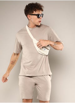 Campus Sutra Men's Coin Grey Solid Oversized Co-Ord Set  - Image 1