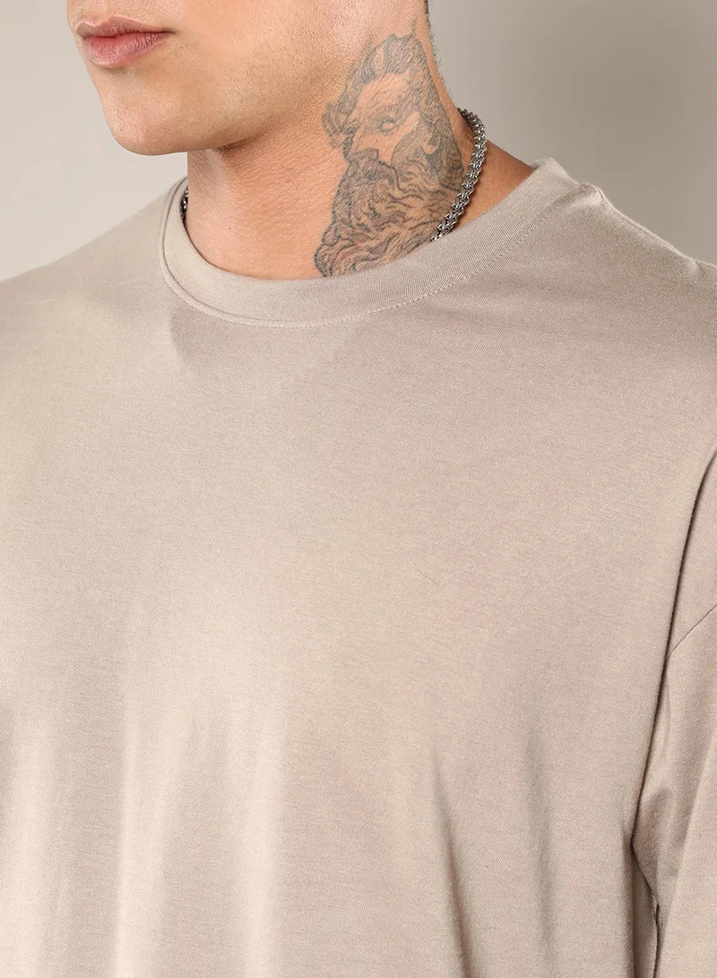 كامبوس سوترا Men's Coin Grey Solid Oversized Co-Ord Set