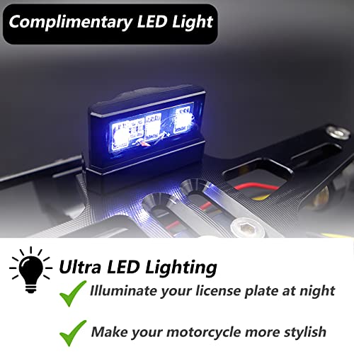 LKV Universal Motorcycle License Plate Bracket with LED Light Fender Eliminator Kit,CNC Aluminum Motorcycle License Plate Holder Mount - Image 3
