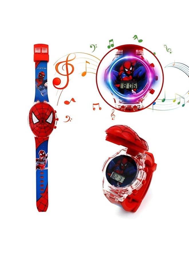 aeen Spider-Man Melody Light Watch for Kids | Cartoon Wristwatch with LED Light & Music | Trendy Plastic Watch for School, Parties & Gifting - Image 4